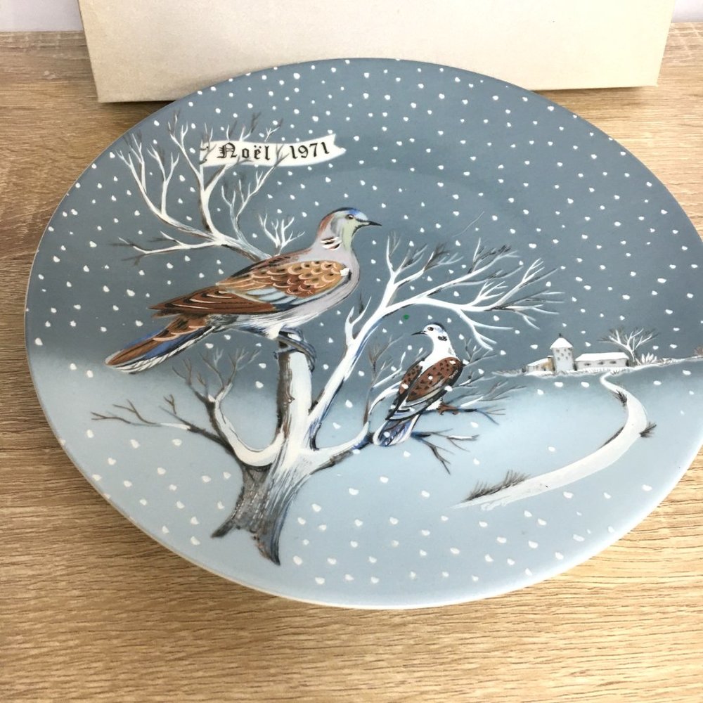 * Haviland Limoges France 1971 Birds Christmas Collector Plate Vintage